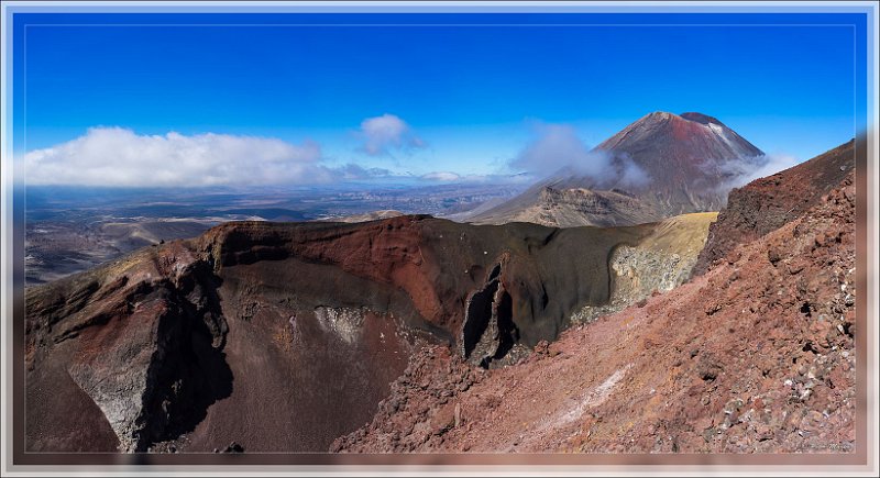 Red Crater Pano3.jpg - Red Crater with Mt. Ngauruhoe in background. Tongariro National Park. Panorama 13769 x 7106 pixels.